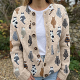 Pascaline - Gilet douillet à imprimé de chats
