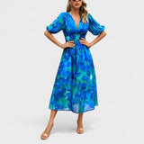 Claire - Robe Midi Florale Élégante