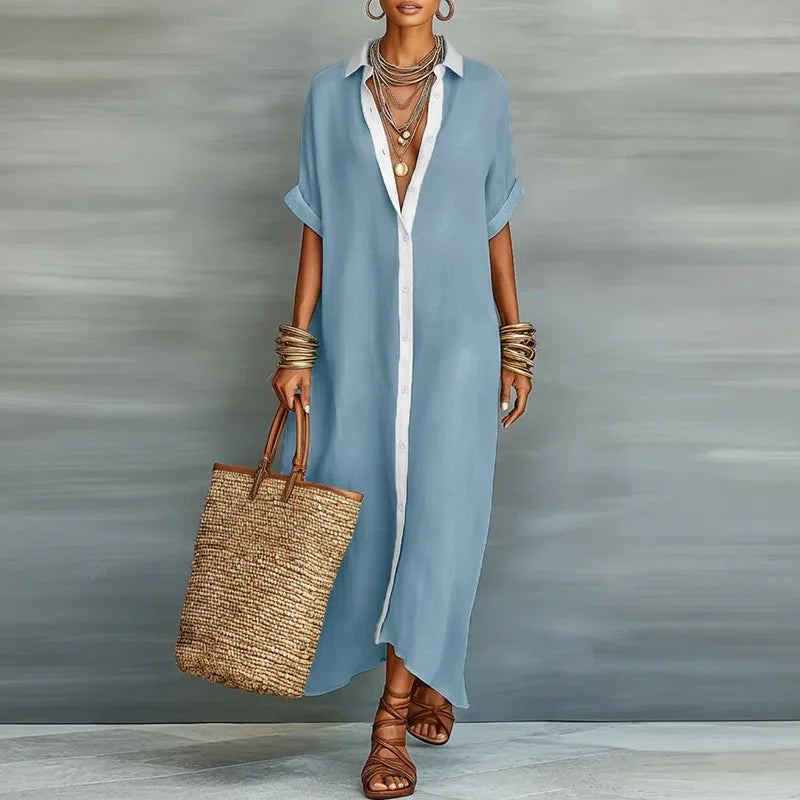 Anastasie - Robe chemise longue avec boutons