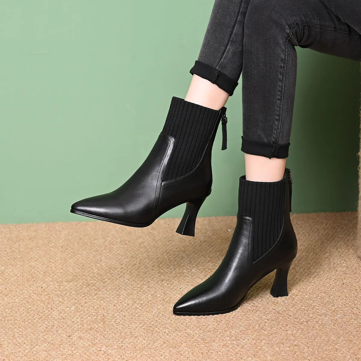 Coralie - Bottes à plateforme en cuir