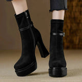 Jeannette - Bottes à talon compensé en daim