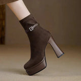 Jeannette - Bottes à talon compensé en daim