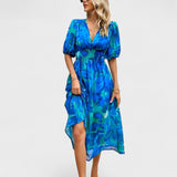 Claire - Robe Midi Florale Élégante