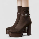 Jeannette - Bottes à talon compensé en daim