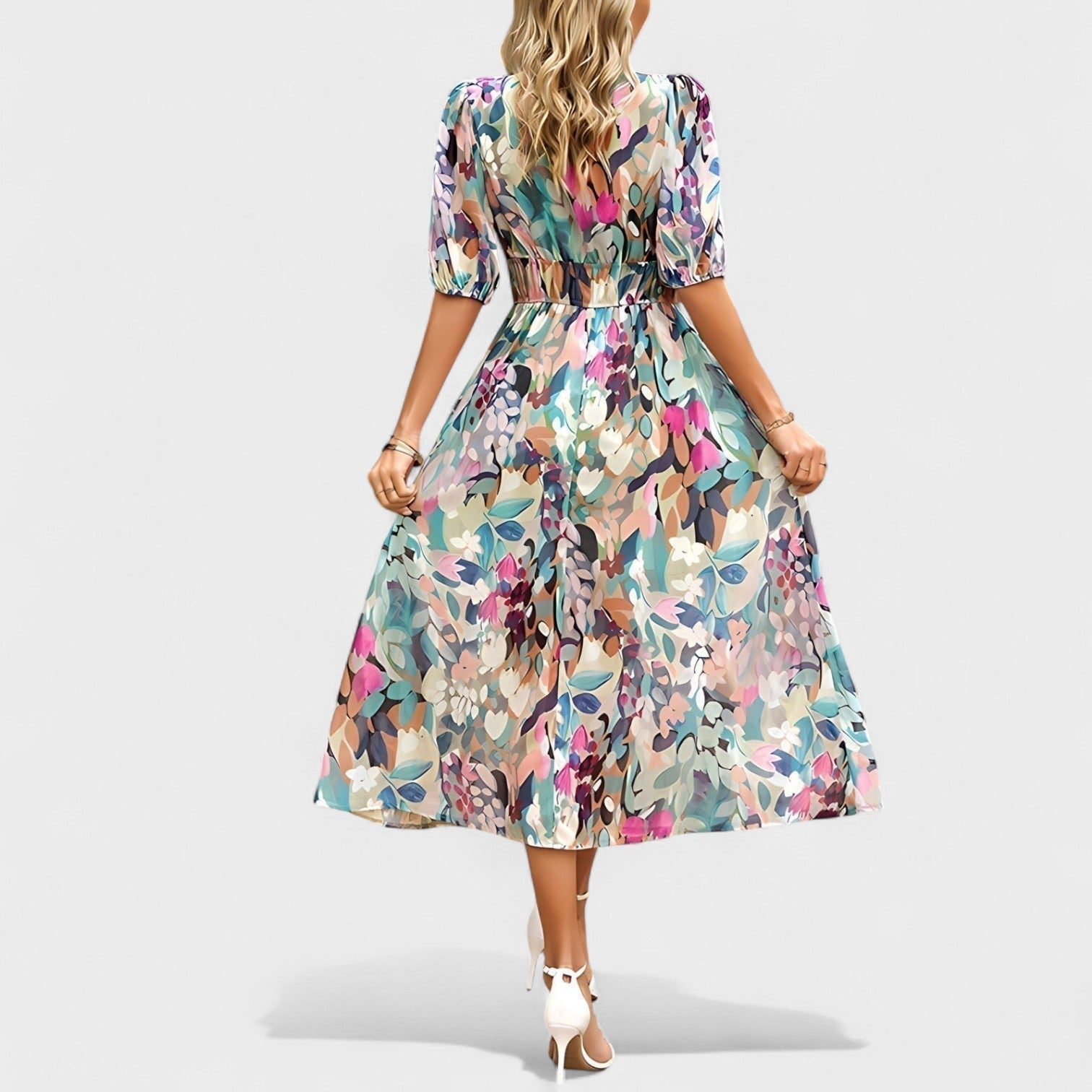 Claire - Robe Midi Florale Élégante