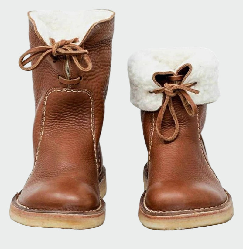 Léontine - Bottines en cuir imperméable à doublure en laine