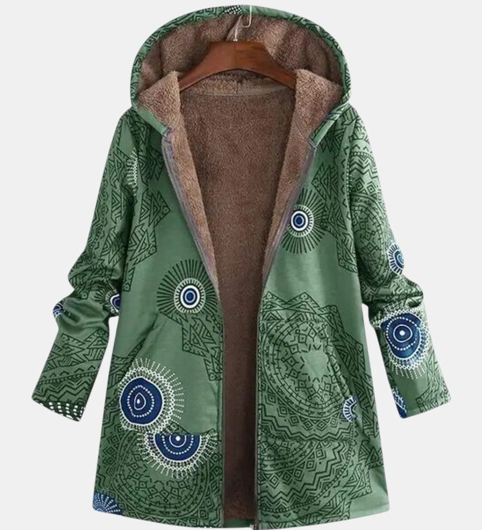 Adèle - Veste sherpa à motif ethnique