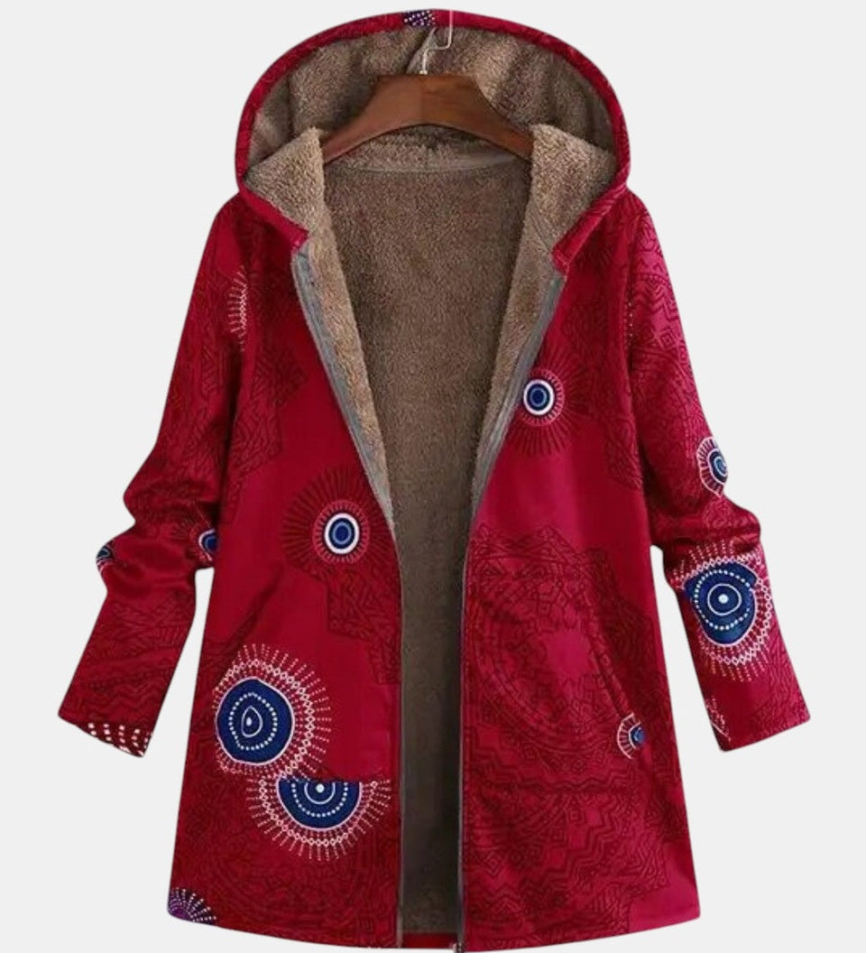 Adèle - Veste sherpa à motif ethnique