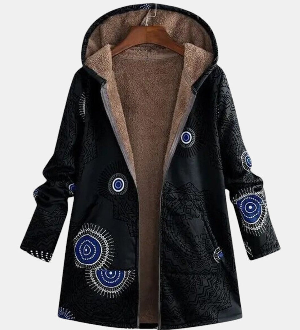 Adèle - Veste sherpa à motif ethnique