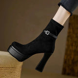 Jeannette - Bottes à talon compensé en daim