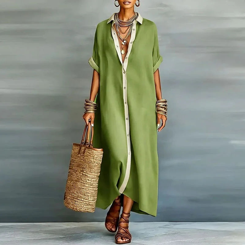 Anastasie - Robe chemise longue avec boutons