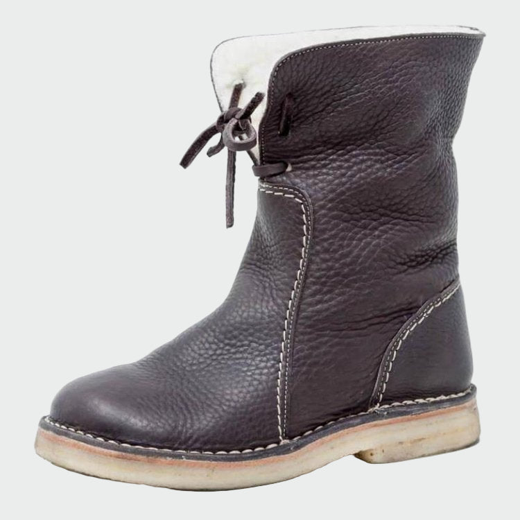 Léontine - Bottines en cuir imperméable à doublure en laine