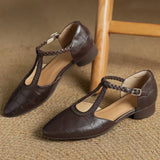 Élisabeth - Chaussures en cuir à bride et détail tressé