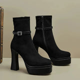 Jeannette - Bottes à talon compensé en daim
