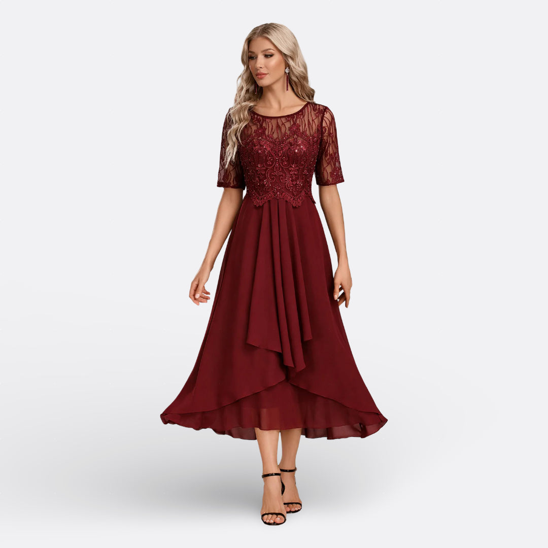 Manon - Robe en Dentelle à Manches Courtes