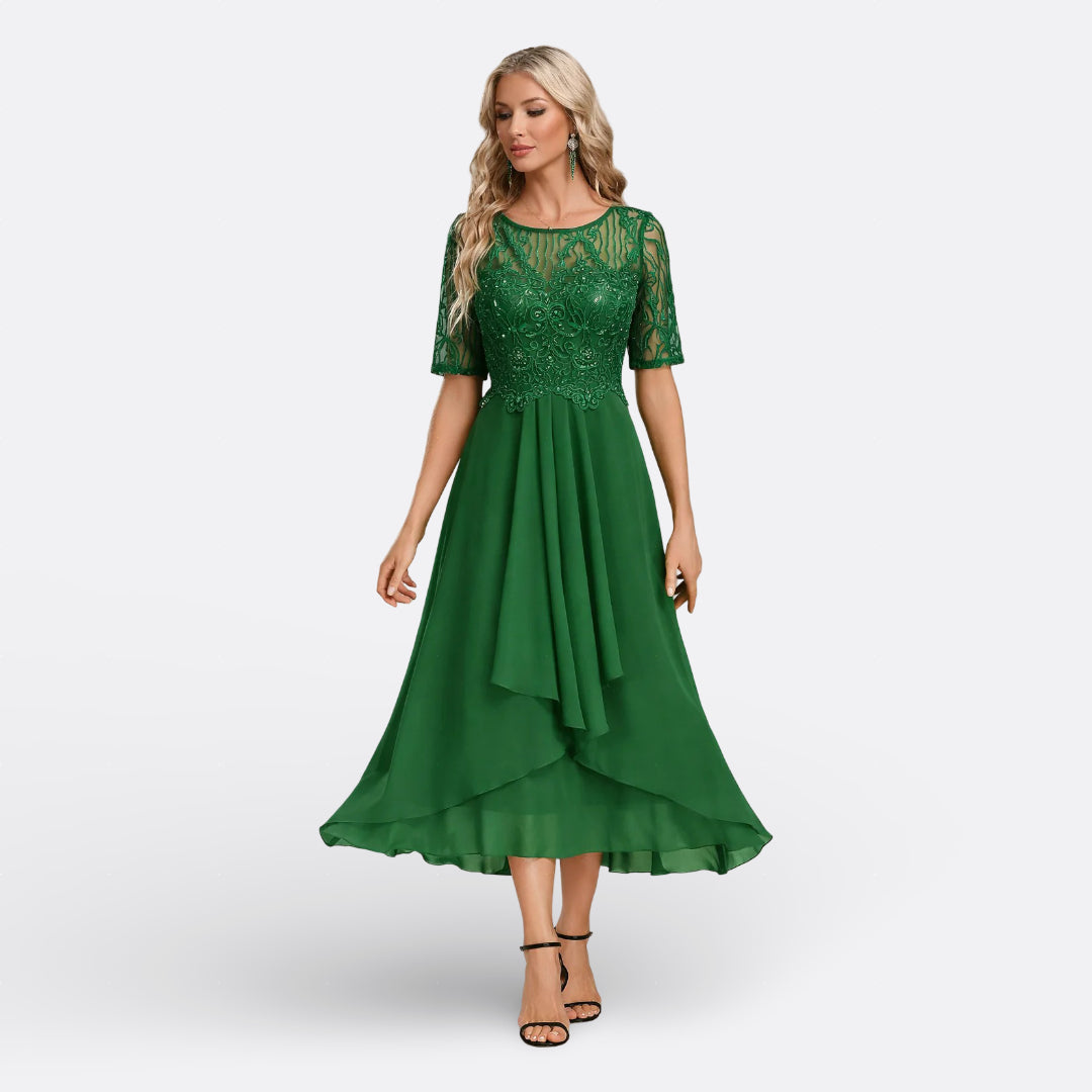 Manon - Robe en Dentelle à Manches Courtes
