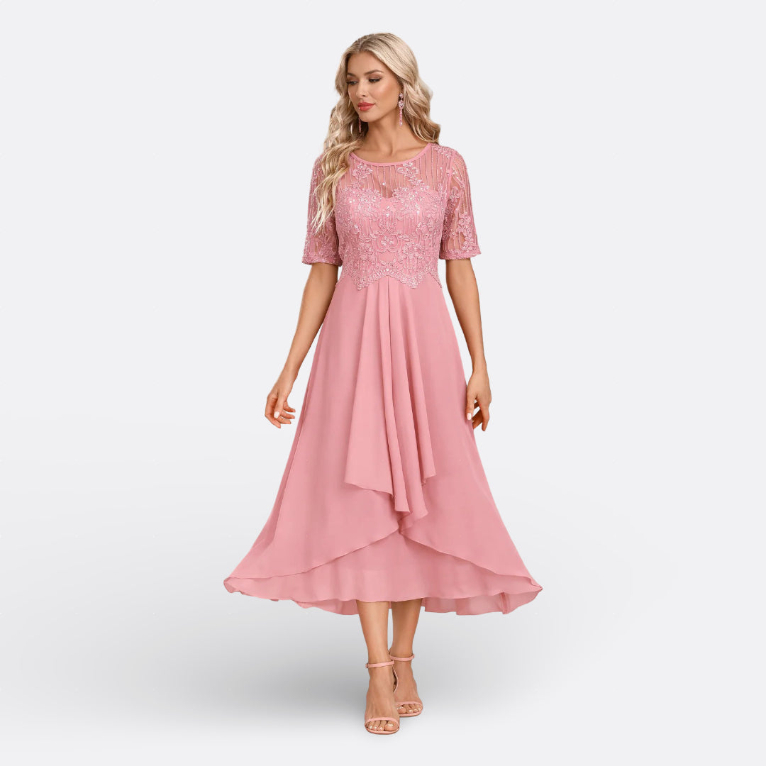 Manon - Robe en Dentelle à Manches Courtes