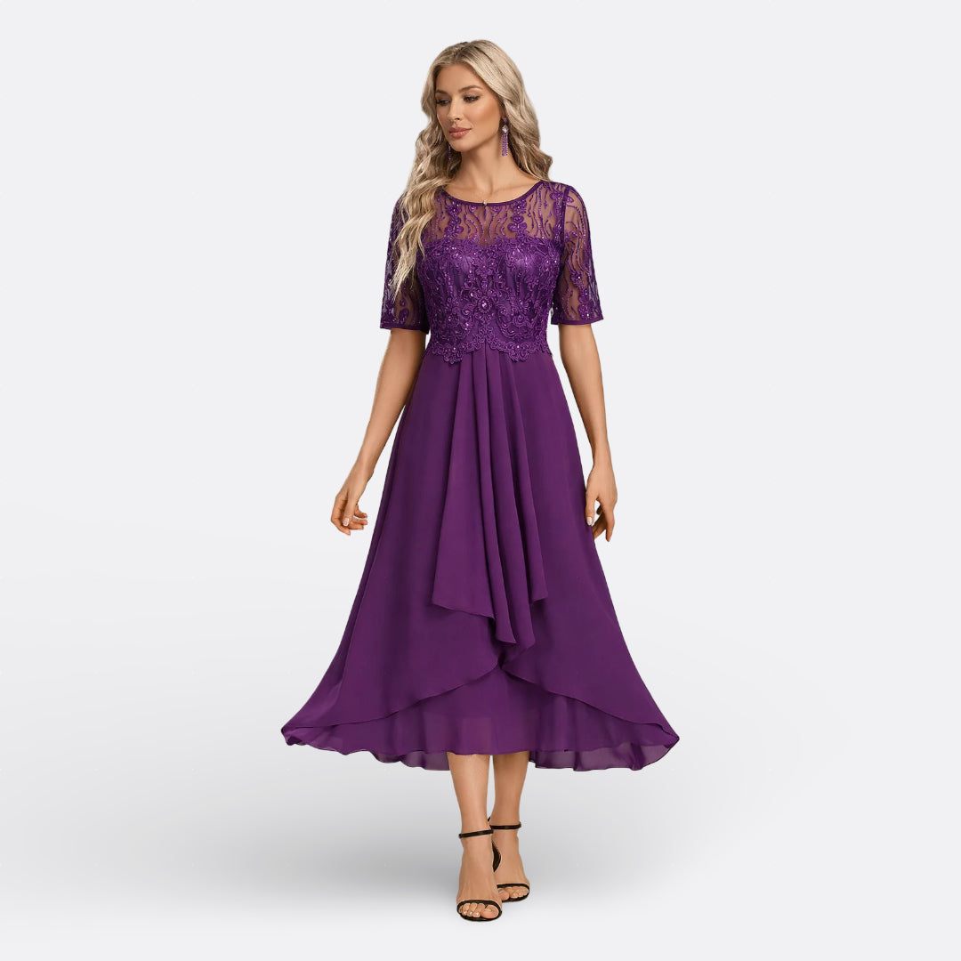 Manon - Robe en Dentelle à Manches Courtes