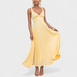 Abigaëlle - Robe maxi plissée jaune
