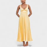 Abigaëlle - Robe maxi plissée jaune
