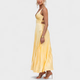 Abigaëlle - Robe maxi plissée jaune