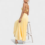 Abigaëlle - Robe maxi plissée jaune
