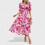 Claire - Robe Midi Florale Élégante