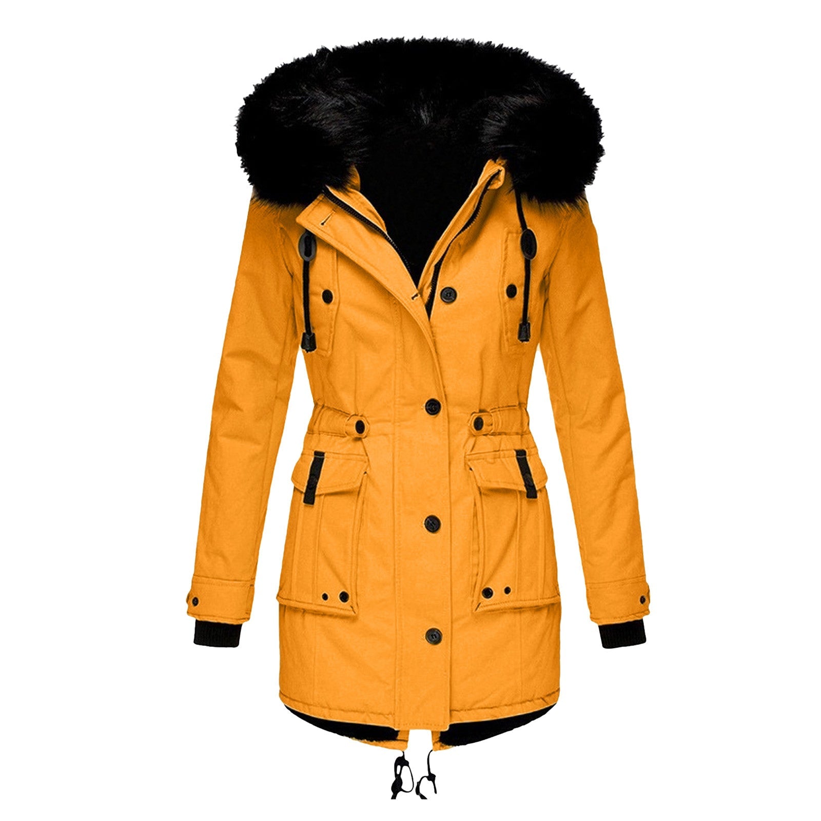 Sandrine – Parka femme chaude avec capuche en fausse fourrure