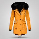 Sandrine – Parka femme chaude avec capuche en fausse fourrure