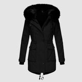 Sandrine – Parka femme chaude avec capuche en fausse fourrure