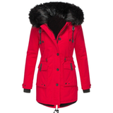 Sandrine – Parka femme chaude avec capuche en fausse fourrure