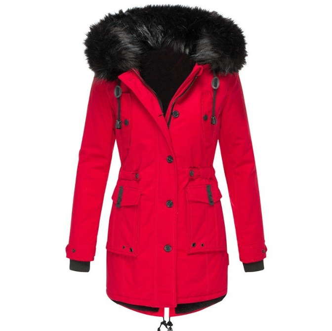 Sandrine – Parka femme chaude avec capuche en fausse fourrure