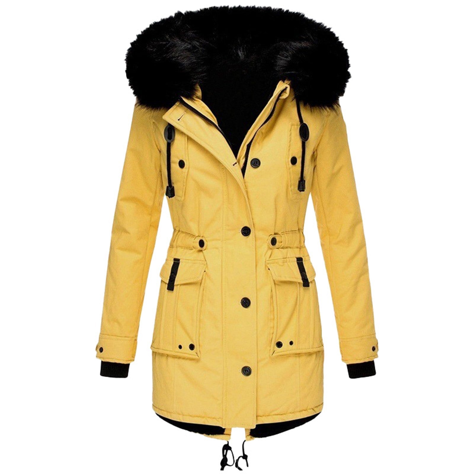 Sandrine – Parka femme chaude avec capuche en fausse fourrure