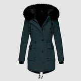 Sandrine – Parka femme chaude avec capuche en fausse fourrure