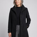 Helena – Manteau d’hiver long femme, col montant et boutonnage classique