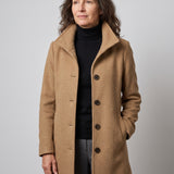 Helena – Manteau d’hiver long femme, col montant et boutonnage classique