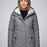 Camille – Manteau femme plissé à capuche doublée, chaud et confortable
