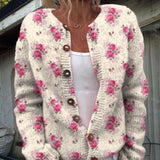 Valentine - Cardigan aux roses aquarellées
