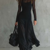 Nina - Robe maxi noire en tulle à coupe ample