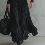Nina - Robe maxi noire en tulle à coupe ample