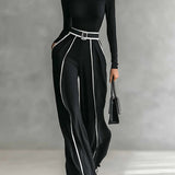 Emma - Ensemble Élégant avec Col Montant et Pantalon Ample