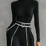 Emma - Ensemble Élégant avec Col Montant et Pantalon Ample
