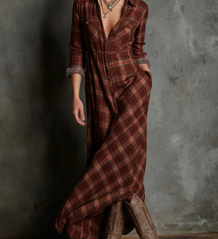 Lydie - Robe longue en chemise