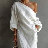 Mélanie - Robe maxi asymétrique, élégante et fluide
