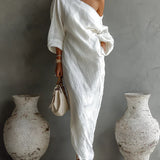Mélanie - Robe maxi asymétrique, élégante et fluide