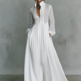 Béatrice - Robe Maxi en Lin Patchwork Col Montant
