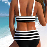 Victoire - Bikini rayé taille haute