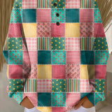 Agnès - Pull patchwork rose et turquoise