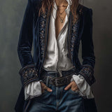 Athénaïs - Long Manteau Vintage Bleu Marine