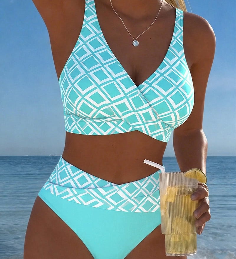 Sixtine - Bikini Deux Pièces Avec Soutien-Gorge En Découpe Et Motif Diamant